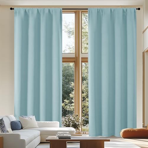 Ava Aqua Extra Long Blackout Curtains 108 Inches Long 2 Panels (Aqua / 50"W x 108"L (Pack of 2))