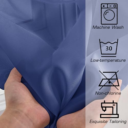 Sheer Curtains 54 Inch Length 2 Panels Set (Royal Blue / 42"W x 54"L (Pack of 2))