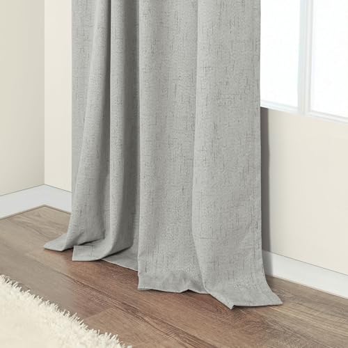 63 Inch Length Curtains for Living Room Black Out 2 Panel Faux Linen Rustic Country Farmhouse Style Room Darkening Light Gray Blackout Curtains for Bedroom Dove Grey 52 x 63 Inches Long (Light Grey / 52"W x 63"L (Pack of 2))