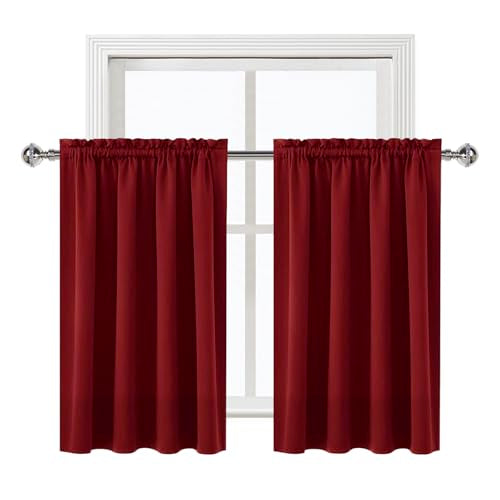 Short Blackout Curtains 42 x 36 Inch Long for Kitchen RV Bunk Burgundy (Burgundy / 42"W x 36"L (Pack of 2))