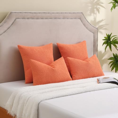 Pack of 2 Boucle Textured Throw Pillow Covers 26x26 Inch (Orange / 26" x 26" (Pack of 2))