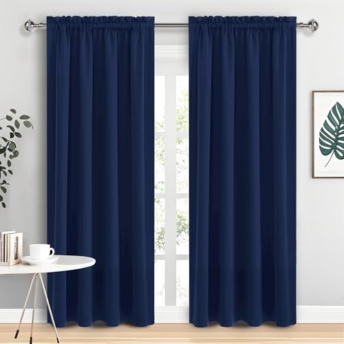 Blackout Curtains for Bedroom 42 x 84 Inch Long Navy Blue 2 Panels (Navy Blue / 42"W x 84"L (Pack of 2))