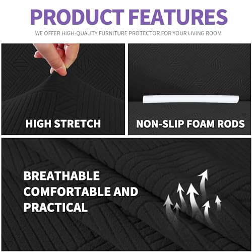 Super Stretch Loveseat Covers (- Black / Medium (57"-70"))