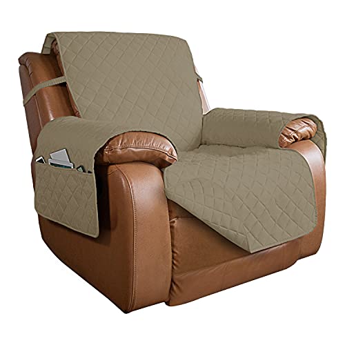 Reversible Recliner Chair Covers Couch Covers for Dogs (Large Recliner / Beige/Beige)