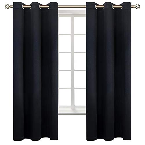 Black Blackout Curtains for Bedroom 63 Inch Long (Black / 42"W x 63"L (Pack of 2))