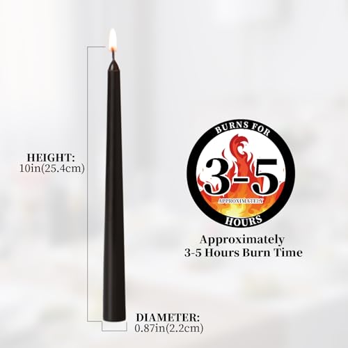 0.87×10 Inch Black Taper Candles (Black)