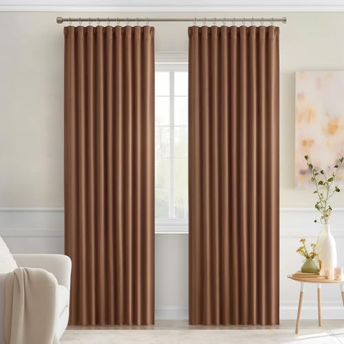 Cappuccino Brown Back Tab Blackout Curtains 52"x90" Long 2 Panel Set (Cappuccino Brown / 52"W x 90"L (Pack of 2))