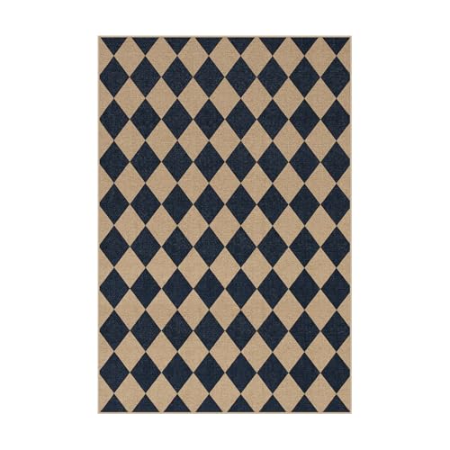 Checkered Easy Jute Outdoor Patio Rug (6' x 9' (Rectangular) / Black/Checkerboard -2)