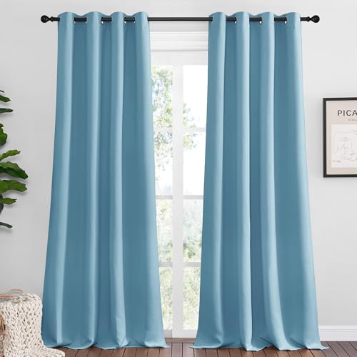 Blackout Curtains for Living Room 2 Panels 55" x 120" Teal Blue (Teal Blue / 55"W x 120"L (Pack of 2))