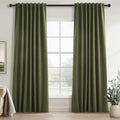 94 Inches Long Flax Custom Blackout Linen Curtains (Olive Green / 52"W x 94"L (Pack of 2))