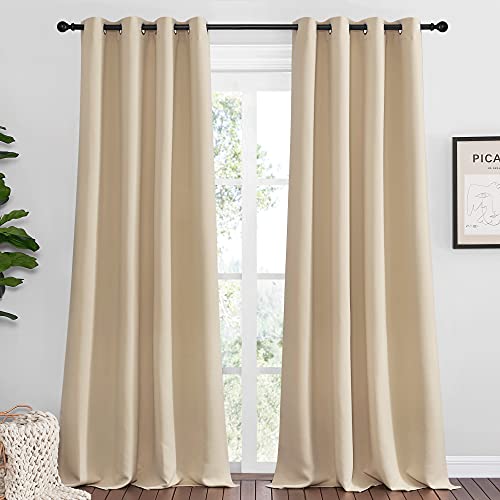 Bedroom Room Darkening Curtains (Biscotti Beige / 55"W x 120"L (Pack of 2))