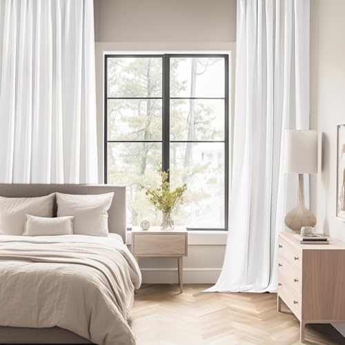 Pure White Back Tab Blackout Curtains 52x72 Inches Long 2 Panels Set (Pure White / 52"W x 72"L (Pack of 2))