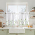 Kitchen Tier Curtains (Leaves-sage Green / 30"W x 24"L (Pack of 2))