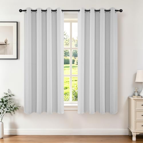 White Curtains 72 Inches Long 2 Panels Set (Greyish White / 52"W x 72"L (Pack of 2))