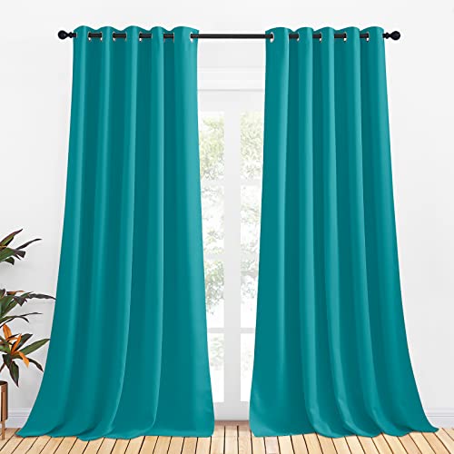 Bedroom Curtains Blackout Drapery Panels (Peacock Teal / 70"W x 108"L (Pack of 2))