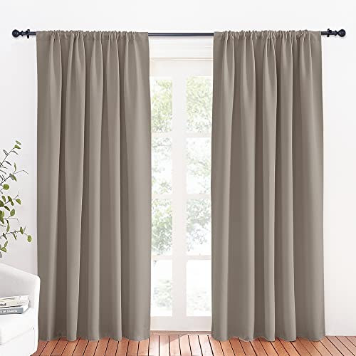 Large Blackout Curtains for Bedroom Living Room 84 inches Long (Sand / 70"W x 84"L (Pack of 2))