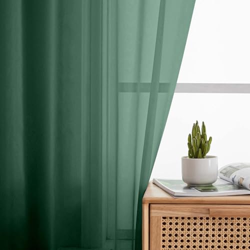Hunter Green Sheer Curtains 84 Inches Long 2 Panels (Hunter Green / 42"W x 84"L (Pack of 2))