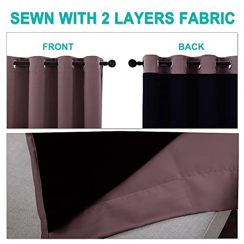 Thermal Insulated 100% Blackout Curtains (Dry Rose / 46"W x 90"L (Pack of 2))