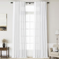 White Linen Extra Long Curtains 121 Inches Long 2 Panels Set Back Tab Curtains for Living Room Farmhouse Light Filtering Semi Sheer Linen Drapes Ceiling to Floor for Large Window 52x121 (52"W x 121"L (Pack of 2) / White)