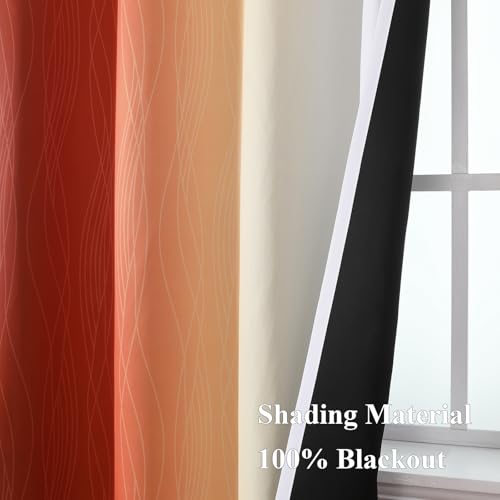 Burnt Orange and Greyish White Ombre Blackout Curtains 52Wx96L Inch Long (Burnt Orange and Greyish White / 52"W x 96"L (Pack of 2))