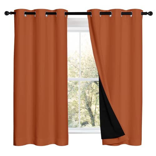 100% Blackout Curtains 54 inches Long (Burnt Orange / 42"W x 54"L (Pack of 2))