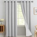 White Linen Textured Curtains 90 Inches Long for Living Room (Linen Greyish White / 52"W x 90"L (Pack of 2))