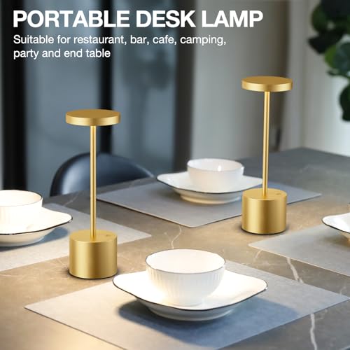 Cordless Rechargeable Table Lamp (Light Gold / 2 Pack)