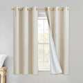 Linen Blackout Curtains for Kitchen (34"W x 60"L (Pack of 2) / Beige)