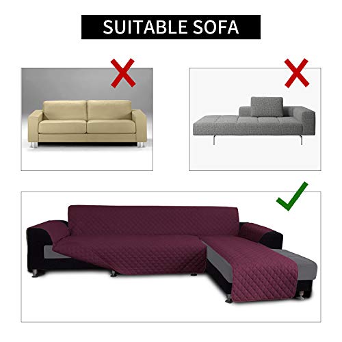 Sofa Slipcover L Shape Sofa Cover Sectional Couch Cover Chaise Lounge Slip Cover Reversible Sofa Cover Furniture Protector Cover for Pets Kids Children Dog Cat (X-Large / Wine/Wine)