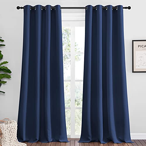 Blackout Curtains for Living Room Set of 2 (Navy / 55"W x 120"L (Pack of 2))