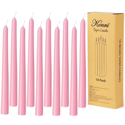 0.87×10 Inch Pink Taper Candles (Pink)