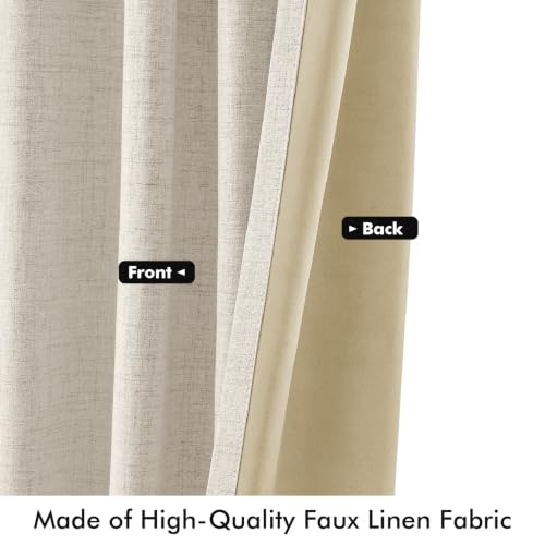 100% Blackout Linen Curtains 42 x 63 Inch Linen Beige 2 Panels (Linen Beige / 42"W x 63"L (Pack of 2))