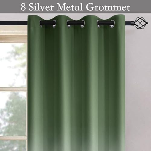 Sage Green to Grey White Ombre Room Darkening Curtains 84 Inch (52"W x 84"L (Pack of 2) / Sage Green to Grayish White)