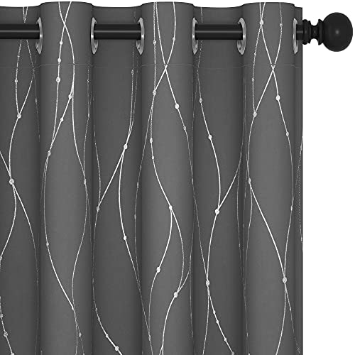 Living Room Curtains 108 Inch Long (Light Grey/Wave Dots / 52"W x 108"L (Pack of 2))