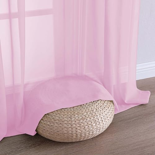 Light Pink Sheer Curtains 63 Inches Long 2 Panels Set (Light Pink / 59"W x 63"L (Pack of 2))