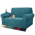 1 Piece Jacquard Couch Covers for 2 Cushion Couch High Stretch Loveseat Slipcover for Pets Dogs Anti Slip Love Seat Sofa Slipcover Furniture Protector (Medium (55"-69") / Peacock Blue)