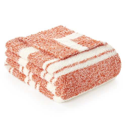 Orange Bedding Blanket Ultra Soft Microfiber (Stripe Orange / Twin (60"x80"))
