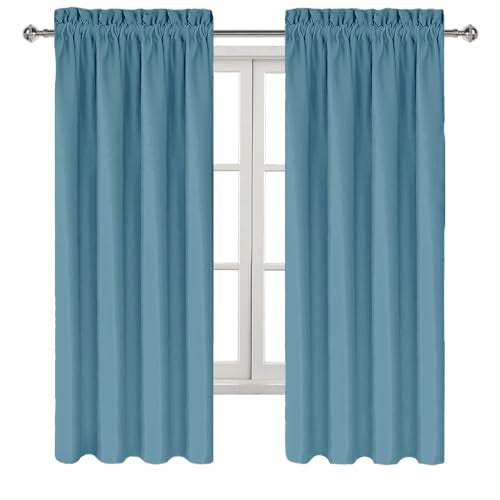 Blackout Curtains for Bedroom Living Room 42 x 72 Inch Long 2 Panels (Stone Blue / 42"W x 72"L (Pack of 2))