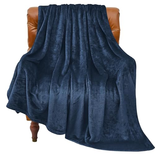Fleece Blanket Soft Plush Full Bed Blanket Navy 84"x90" (Navy / Full(84"x90"))