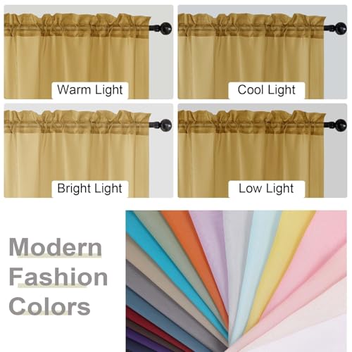 Sheer Gold Curtains for Bedroom Living Room 54 Inch Length 2 Panels Set (Gold / 42"W x 54"L (Pack of 2))