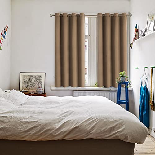 Taupe Blackout Curtains for Bedroom 45 Inch Long (Taupe / 52"W x 45"L (Pack of 2))