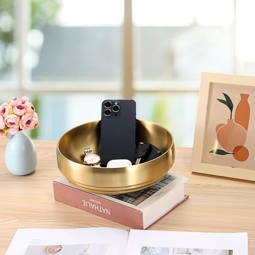 9.1" Stainless Steel Bowl Decorative Key Bowl for Entryway Table (Gold / 9.1 Inches)