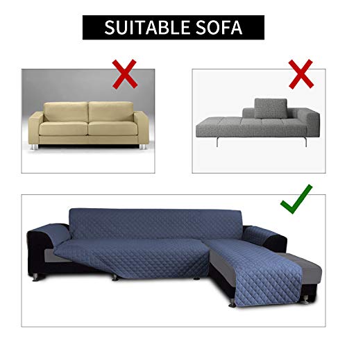 Reversible L Shape Sectional Couch Cover (Large / Dark Blue/Dark Blue)