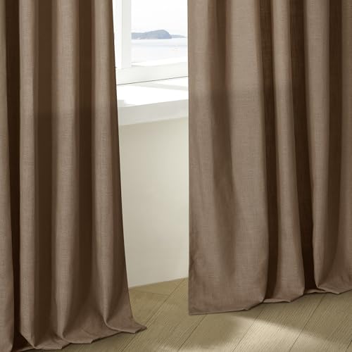 Dutch Cocoa Linen Pinch Pleated Light Filtering Curtains 102 Inches Long (Dutch Cocoa / 40"W x 102"L (Pack of 2))