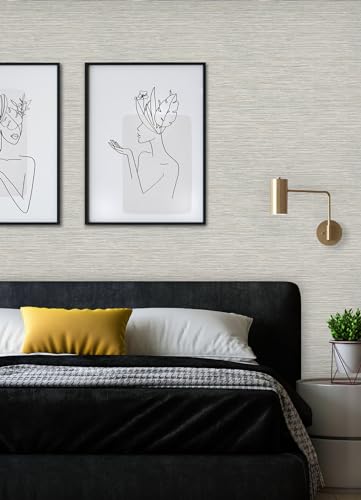 Neutral Jade Dimensional Grasscloth Peel and Stick Wallpaper (Neutral Jade)