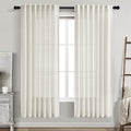 Cream Semi Sheer Linen Curtains 73 Inch Length for Living Room Back Tab Rod Pocket Modern Farmhouse Coastal Decor Cotton Textured Gauze Curtains 73 Inches Long for Dining Room Office 52x73 (52"W x 73"L (Pack of 2) / Natural)