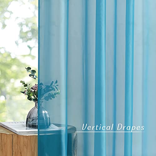 Sheer Window Curtains Sweep to Floor (Teal / 54"W x 108"L (Pack of 2))