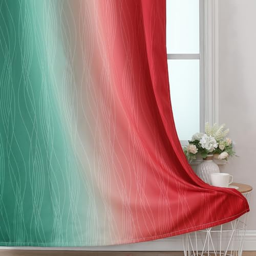 Red and Green Ombre Blackout Curtains 52Wx84L 2 Panels (Green and Red / 52"W x 84"L (Pack of 2))