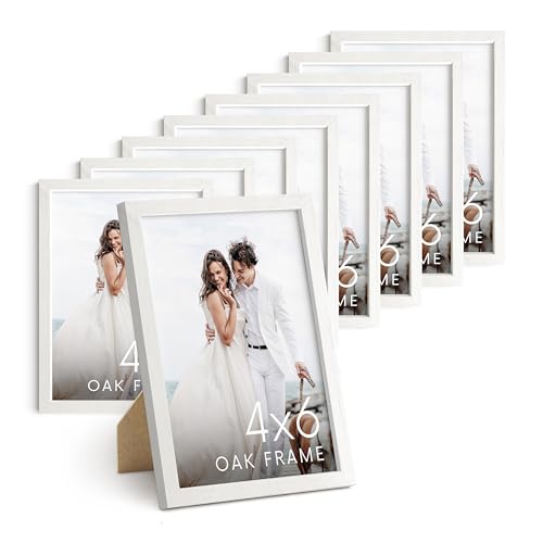 White Oak Wood 4x6 Picture Frames (Set of 09 / White Oak / 4x6 in)