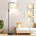 Upgraded】 Dimmable Floor Lamp (Matte Black-White Shade)